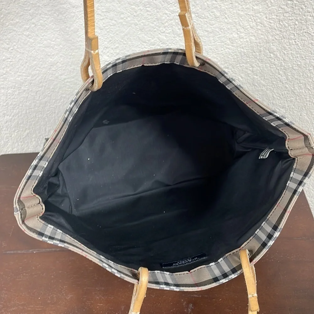 Burberry London Nylon Tote Bag Nova Check Haymarket Beige Tan Shopper Minimalist - Picture 13 of 15